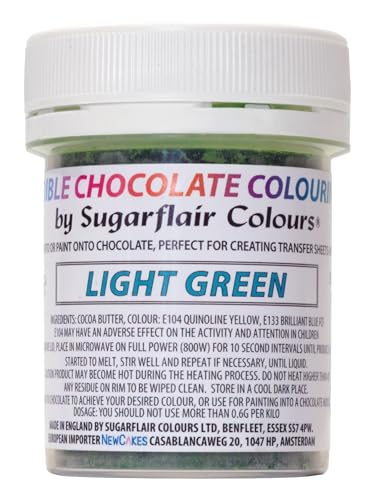 Sugarflair Light Green Chocolate Colouring - Farbige Kakaobutter zum Einfärben von Schokolade oder zum direkten Malen auf Schokolade, Transferblätter oder Formen - 35g von Sugarflair Colours