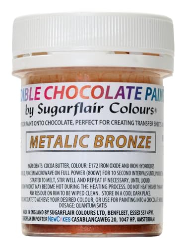 Sugarflair Chocolate Colour Lebensmittelfarbe für Schokolade Metallic Bronze - Gefärbte Bio Kakaobutter, Schokoladefarbe zum Einfärben von Schokolade, Pralinen - 35g von Sugarflair Colours