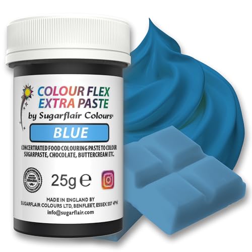 Sugarflair Colourflex Extra Paste Lebensmittelfarbe Paste Blue - Essbare Lebensmittel Farbe für Buttercreme, Schokolade, Zuckerpaste, Zuckerguss, Fondant, Kuchenmischungen, Teig und mehr - 25g von Sugarflair Colours