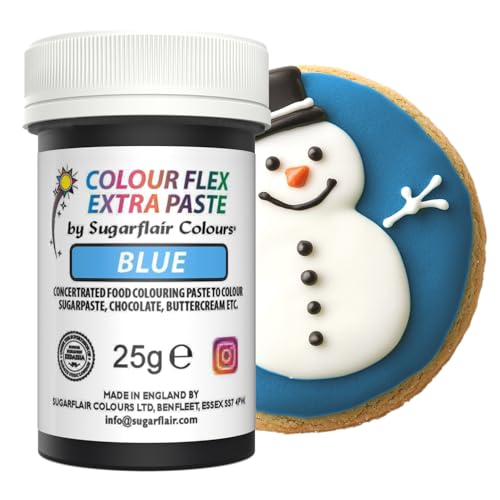 Sugarflair Colourflex Extra Paste Lebensmittelfarbe Paste Blue - Essbare Lebensmittel Farbe für Buttercreme, Schokolade, Zuckerpaste, Zuckerguss, Fondant, Kuchenmischungen, Teig und mehr - 25g von Sugarflair Colours