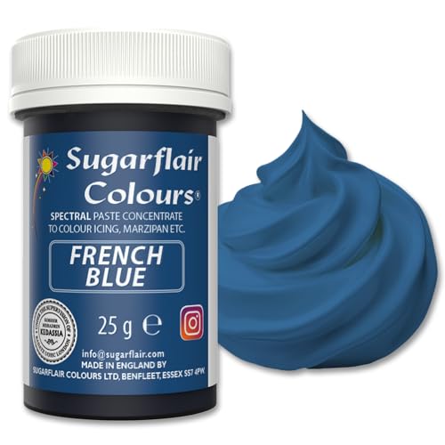 Sugarflair Spectral Paste French Blue, Lebensmittelfarbe Pasta, Hochkonzentriert, zum Einfärben von Marzipan and Fondant - 25g von Sugarflair Colours