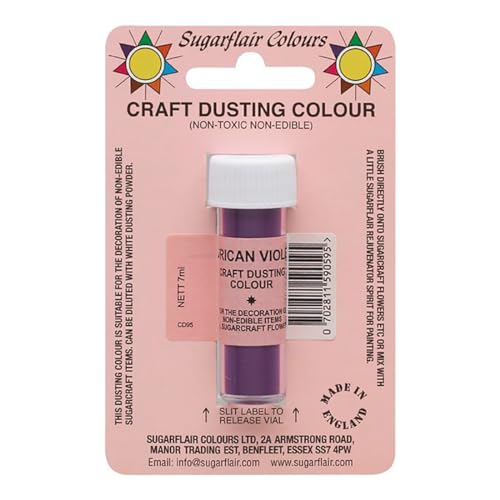 Sugarflair Craft Dusting Colour African Violet - Nicht Essbares Lebensmittelfarbe zum Dekorieren von Zuckerblumen, Toppers, Modellen auf Kuchen und Cupcakes - 7g von Sugarflair Colours