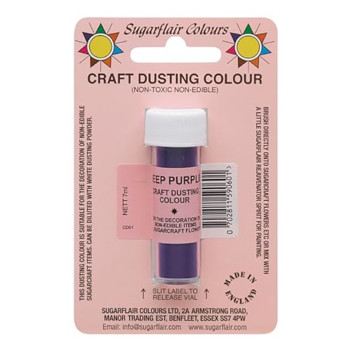 Sugarflair Craft Dusting Colour Deep Purple - Nicht Essbares Lebensmittelfarbe zum Dekorieren von Zuckerblumen, Toppers, Modellen auf Kuchen und Cupcakes - 7g von Sugarflair Colours