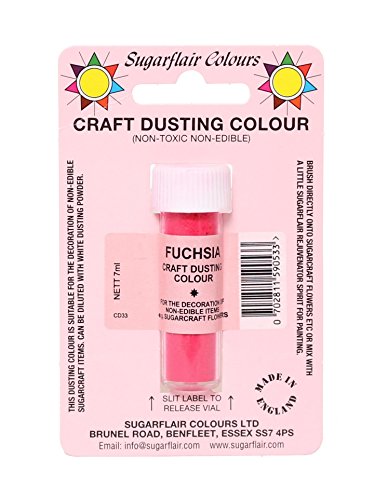 Sugarflair Craft Dusting Colour Fuchsia - Nicht Essbares Lebensmittelfarbe zum Dekorieren von Zuckerblumen, Toppers, Modellen auf Kuchen und Cupcakes - 7g von Sugarflair Colours