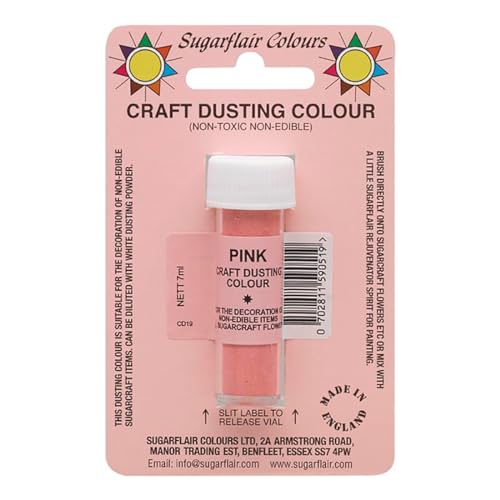 Sugarflair Craft Dusting Colour Pink - Nicht Essbares Lebensmittelfarbe zum Dekorieren von Zuckerblumen, Toppers, Modellen auf Kuchen und Cupcakes - 7g von Sugarflair Colours