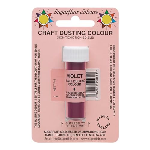 Sugarflair Craft Dusting Colour Violet - Nicht Essbares Lebensmittelfarbe zum Dekorieren von Zuckerblumen, Toppers, Modellen auf Kuchen und Cupcakes - 7g von Sugarflair Colours