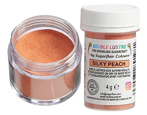 Sugarflair Edible Lustre Lebensmittelfarbe Glanzfarbe Peach - Lebensmittel Glanzpulver für Kuchen, Cupcakes, Schokolade, Backwaren, Desserts, Eiscreme, Getränke, Cocktails und mehr - 4g von Sugarflair Colours