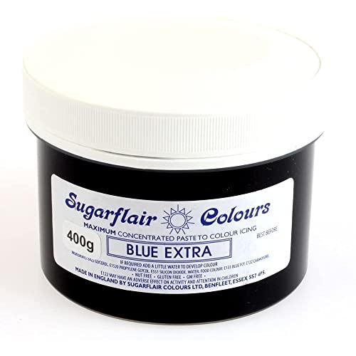 Sugarflair Lebensmittelfarbe Max Konzentriert Bleu Extra, Lebensmittel Farbstoff Hoch Konzentriert für Marzipan und Fondant, Max Concentrate Paste Colour - 400g von Sugarflair Colours