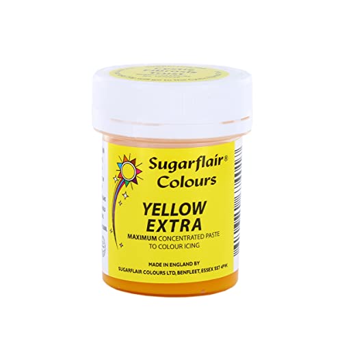 Sugarflair Lebensmittelfarbe Max Konzentriert Yellow Extra, Lebensmittel Farbstoff Hoch Konzentriert für Marzipan und Fondant, Max Concentrate Paste Colour - 42g von Sugarflair Colours