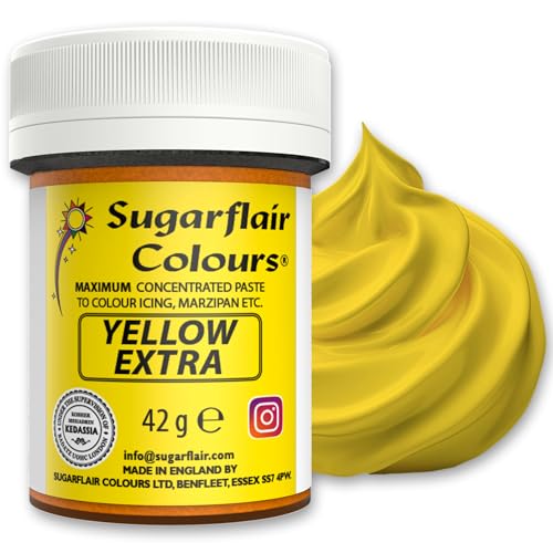 Sugarflair Lebensmittelfarbe Max Konzentriert Yellow Extra, Lebensmittel Farbstoff Hoch Konzentriert für Marzipan und Fondant, Max Concentrate Paste Colour - 42g von Sugarflair Colours