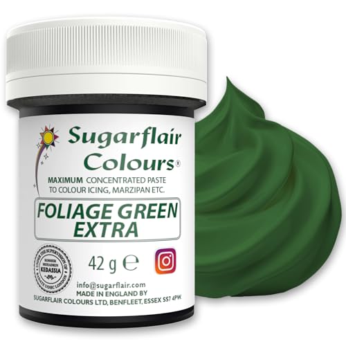 Sugarflair Lebensmittelfarbe Max Konzentriert Foliage Green, Lebensmittel Farbstoff Hoch Konzentriert für Marzipan und Fondant, Max Concentrate Paste Colour - 42g von Sugarflair Colours