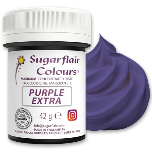 Sugarflair Lebensmittelfarbe Max Konzentriert Violet, Lebensmittel Farbstoff Hoch Konzentriert für Marzipan und Fondant, Max Concentrate Paste Colour - 42g von Sugarflair Colours