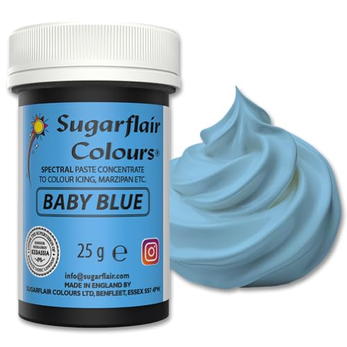 Sugarflair Spectral Baby Blue Lebensmittelfarbe Paste, hochkonzentrierte Lebensmittelfarbe für Buttercreme, Zuckerpaste, Royal Icing, Kuchenmischungen und mehr! Lebensmittelfarbstoff - 25g von Sugarflair Colours