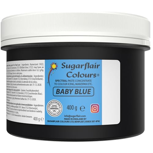 Sugarflair Lebensmittelfarbe Pasta Baby Blue, Pasta Lebensmittel Farbe für Fondant und Marzipan, Spectral Concentrated Paste Colours - 400g von Sugarflair Colours