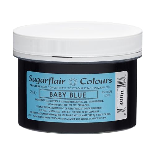 Sugarflair Lebensmittelfarbe Pasta Baby Blue, Pasta Lebensmittel Farbe für Fondant und Marzipan, Spectral Concentrated Paste Colours - 400g von Sugarflair Colours