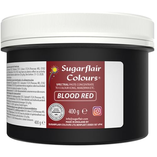 Sugarflair Lebensmittelfarbe Pasta Blutrot, Pasta Lebensmittel Farbe für Fondant und Marzipan, Spectral Concentrated Paste Colours - 400g von Sugarflair Colours