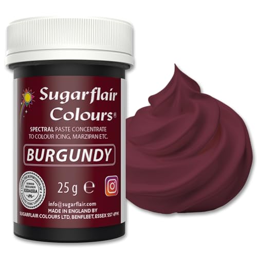 Sugarflair Lebensmittelfarbe Pasta Burgunder Rot, Pasta Lebensmittel Farbe für Fondant und Marzipan, Spectral Concentrated Paste Colours - 25g von Sugarflair Colours