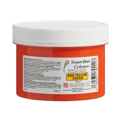 Sugarflair Lebensmittelfarbe Pasta EiYellow, Pasta Lebensmittel Farbe für Fondant und Marzipan, Spectral Concentrated Paste Colours - 400g von Sugarflair Colours