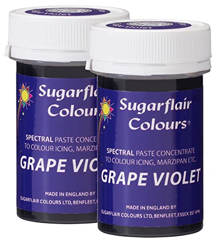 Sugarflair Lebensmittelfarbe Pasta Grape Violet, Pasta Lebensmittel Farbe für Fondant und Marzipan, Spectral Concentrated Paste Colours - 25g von Sugarflair Colours