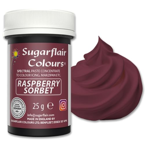 Sugarflair Spectral Raspberry Sorbate Lebensmittelfarbpaste, hochkonzentrierte Lebensmittelfarbe für Buttercreme, Zuckerpaste, Royal Icing, Kuchendekorationen und mehr! Lebensmittelfarbstoff - 25g von Sugarflair Colours