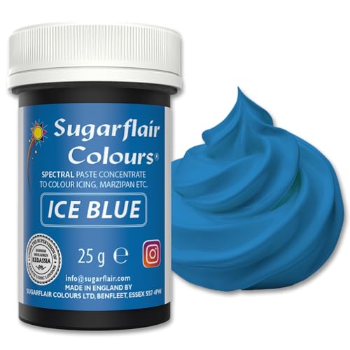 Sugarflair Lebensmittelfarbe Pasta Ice Blue, Pasta Lebensmittel Farbe für Fondant und Marzipan, Spectral Concentrated Paste Colours - 25g von Sugarflair Colours