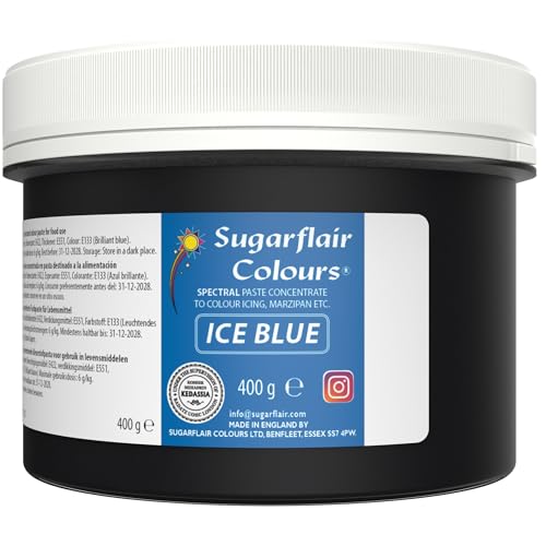 Sugarflair Lebensmittelfarbe Pasta Ice Blue, Pasta Lebensmittel Farbe für Fondant und Marzipan, Spectral Concentrated Paste Colours - 400g von Sugarflair Colours