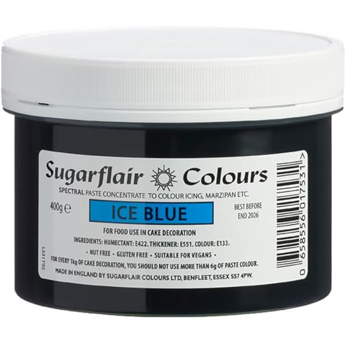 Sugarflair Lebensmittelfarbe Pasta Ice Blue, Pasta Lebensmittel Farbe für Fondant und Marzipan, Spectral Concentrated Paste Colours - 400g von Sugarflair Colours