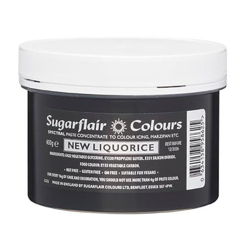 Sugarflair Lebensmittelfarbe Pasta Liquorice, Pasta Lebensmittel Farbe für Fondant und Marzipan, Spectral Concentrated Paste Colours - 400g von Sugarflair Colours