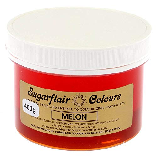 Sugarflair Lebensmittelfarbe Pasta Melone, Pasta Lebensmittel Farbe für Fondant und Marzipan, Spectral Concentrated Paste Colours - 400g von Sugarflair Colours