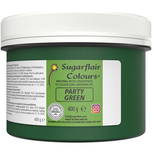 Sugarflair Lebensmittelfarbe Pasta PartyGreen, Pasta Lebensmittel Farbe für Fondant und Marzipan, Spectral Concentrated Paste Colours - 400g von Sugarflair Colours