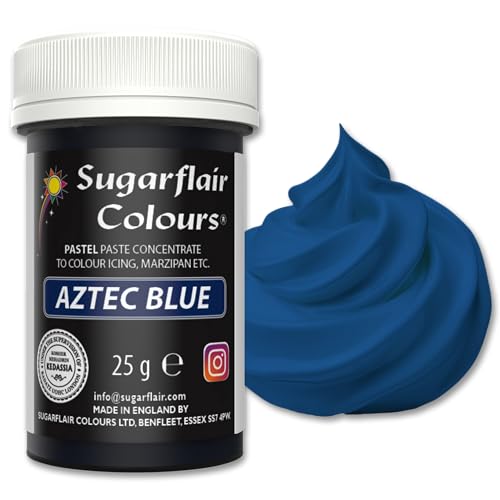 Sugarflair Lebensmittelfarbe Pasta Pastel Aztec Blue, Pasta Lebensmittel Farbe für Fondant und Marzipan, Spectral Concentrated Paste Colours - 25g von Sugarflair Colours