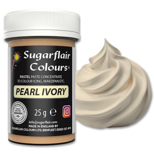 Sugarflair Lebensmittelfarbe Pasta Pastel Elfenbein, Pasta Lebensmittel Farbe für Fondant und Marzipan, Spectral Concentrated Paste Colours - 25g von Sugarflair Colours