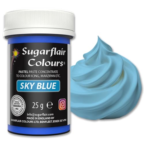 Sugarflair Lebensmittelfarbe Pasta Pastel Sky Blue, Pasta Lebensmittel Farbe für Fondant und Marzipan, Spectral Concentrated Paste Colours - 25g von Sugarflair Colours