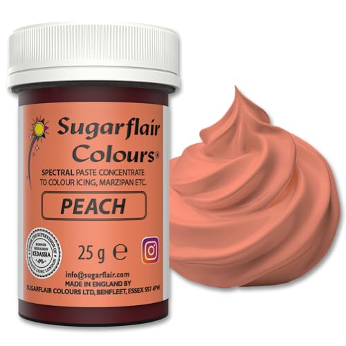 Sugarflair Lebensmittelfarbe Pasta Peach, Pasta Lebensmittel Farbe für Fondant und Marzipan, Spectral Concentrated Paste Colours - 25g von Sugarflair Colours