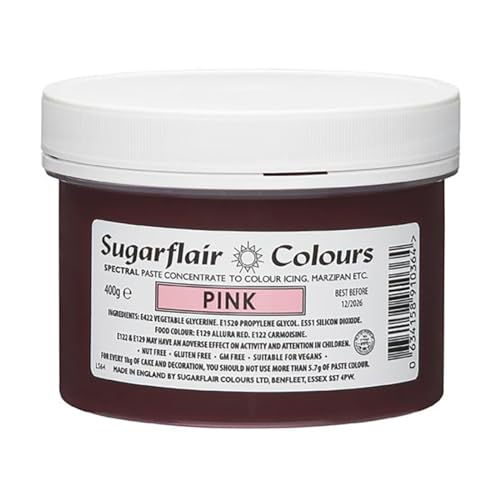 Sugarflair Lebensmittelfarbe Pasta Rosa, Pasta Lebensmittel Farbe für Fondant und Marzipan, Spectral Concentrated Paste Colours - 400g von Sugarflair Colours