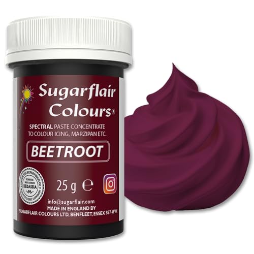 Sugarflair Spectral Beetroot Lebensmittelfarbpaste, hochkonzentrierte Lebensmittelfarbe für Buttercreme, Zuckerpaste, Royal Icing, Kuchendekorationen und mehr! Lebensmittelfarbstoff - 25g von Sugarflair Colours