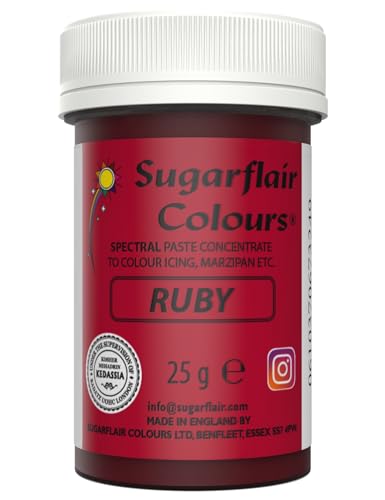 Sugarflair Lebensmittelfarbe Pasta Rubinrot, Pasta Lebensmittel Farbe für Fondant und Marzipan, Spectral Concentrated Paste Colours - 25g von Sugarflair Colours