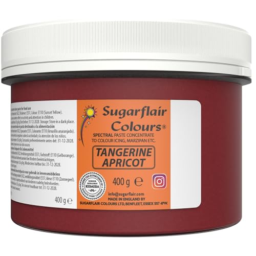 Sugarflair Lebensmittelfarbe Pasta Tangerine / Aprikose, Pasta Lebensmittel Farbe für Fondant und Marzipan, Spectral Concentrated Paste Colours - 400g von Sugarflair Colours