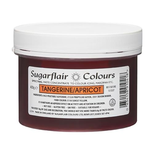 Sugarflair Lebensmittelfarbe Pasta Tangerine / Aprikose, Pasta Lebensmittel Farbe für Fondant und Marzipan, Spectral Concentrated Paste Colours - 400g von Sugarflair Colours