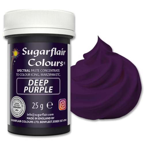 Sugarflair Lebensmittelfarbe Pasta Tiefpurpur, Pasta Lebensmittel Farbe für Fondant und Marzipan, Spectral Concentrated Paste Colours - 25g von Sugarflair Colours