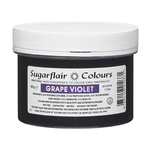 Sugarflair Lebensmittelfarbe Pasta TraubenViolet, Pasta Lebensmittel Farbe für Fondant und Marzipan, Spectral Concentrated Paste Colours - 400g von Sugarflair Colours