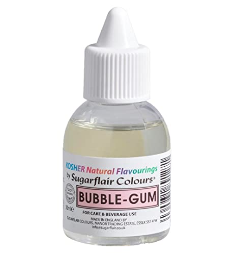 Sugarflair Natürliches Lebensmittelaroma Koscher Bubblegum, Intensives Aromatropfen für Kuchen, Cupcakes, Frostings, Getränken, Eis - 100% Natural Flavour - 30 ml von Sugarflair Colours