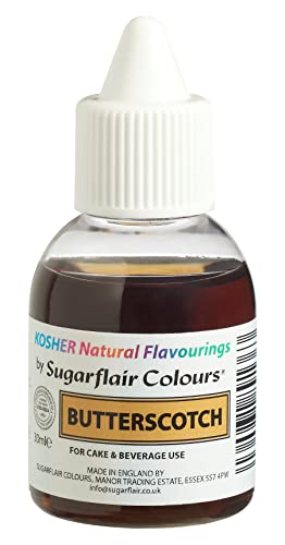 Sugarflair Natürliches Lebensmittelaroma Koscher Butterscotch, Intensives Aromatropfen für Kuchen, Cupcakes, Frostings, Getränken, Eis - 100% Natural Flavour - 30 ml von Sugarflair Colours