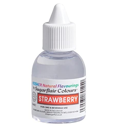 Sugarflair Natürliches Lebensmittelaroma Koscher Strawberry, Intensives Aromatropfen für Kuchen, Cupcakes, Frostings, Getränken, Eis - 100% Natural Flavour - 30 ml von Sugarflair Colours