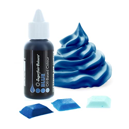 Sugarflair Oil Based Colour Lebensmittelfarbe auf Ölbasis Blue - Hochkonzentrierte Lebensmittel Farbe Ölbasis für Lebensmitteln mit hohem Fettgehalt: Glasur, Buttercreme, Schokolade - 30ml von Sugarflair Colours