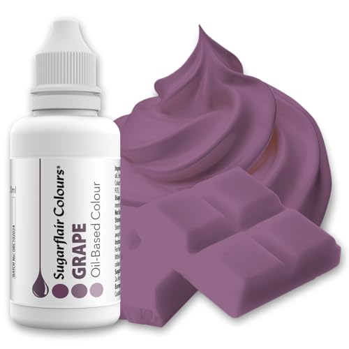 Sugarflair Oil Based Colour Lebensmittelfarbe auf Ölbasis Grape Violet - Hochkonzentrierte Lebensmittel Farbe Ölbasis für Lebensmitteln mit hohem Fettgehalt: Glasur, Buttercreme, Schokolade - 30ml von Sugarflair Colours