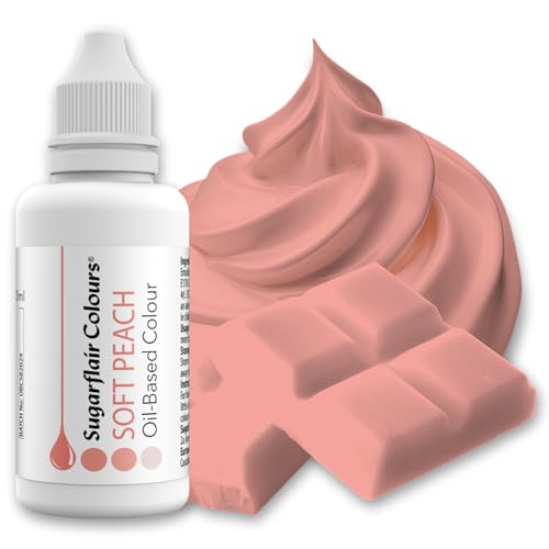 Sugarflair Oil Based Colour Lebensmittelfarbe auf Ölbasis Peach - Hochkonzentrierte Lebensmittel Farbe Ölbasis für Lebensmitteln mit hohem Fettgehalt: Glasur, Buttercreme, Schokolade - 30ml von Sugarflair Colours