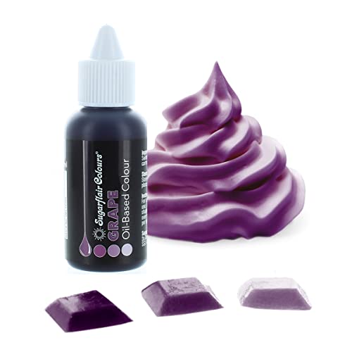 Sugarflair Oil Based Colour Lebensmittelfarbe auf Ölbasis Grape Violet - Hochkonzentrierte Lebensmittel Farbe Ölbasis für Lebensmitteln mit hohem Fettgehalt: Glasur, Buttercreme, Schokolade - 30ml von Sugarflair Colours