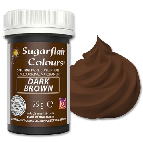 Sugarflair Lebensmittelfarbe Pasta Dark Brown, Pasta Lebensmittel Farbe für Fondant und Marzipan, Spectral Concentrated Paste Colours - 25g von Sugarflair Colours