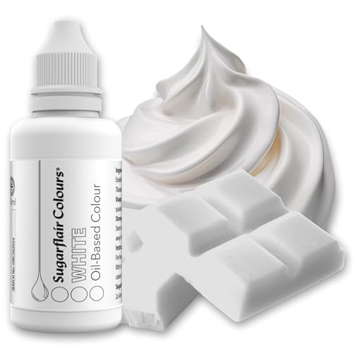 Sugarflair Pastell Mixer Lebensmittelfarbe auf Ölbasis White - Lebensmittel Farbe für Schokolade, Buttercreme, Zuckerpaste und alle fettlöslichen Lebensmittelzutaten - 30 ml von Sugarflair Colours